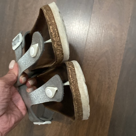 Birkenstock Gizeh Girl Kid Silver Glitter Thong Sandals Size 35 - Picture 6 of 12